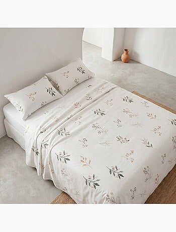 Parure de lit à motif floral, 100% coton.