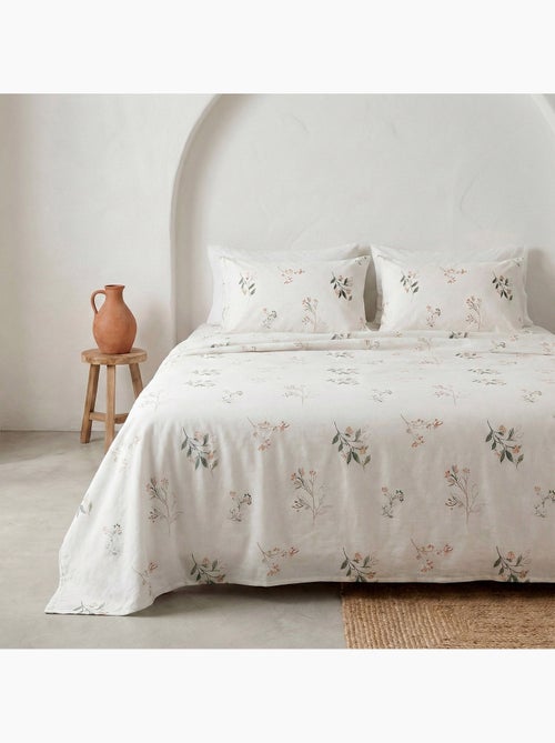 Parure de lit à motif floral, 100% coton. - Kiabi