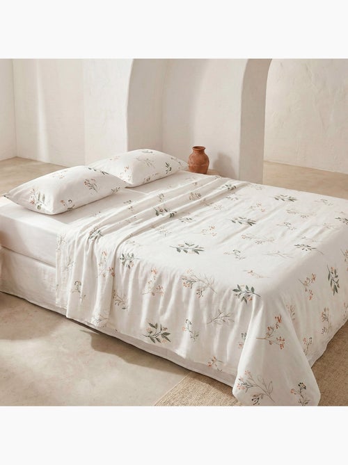 Parure de lit à motif floral, 100% coton. - Kiabi