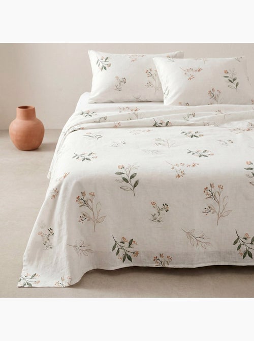 Parure de lit à motif floral, 100% coton. - Kiabi