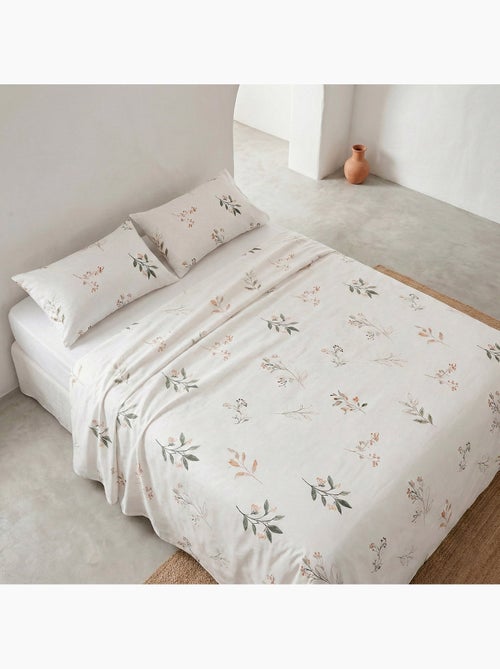 Parure de lit à motif floral, 100% coton. - Kiabi