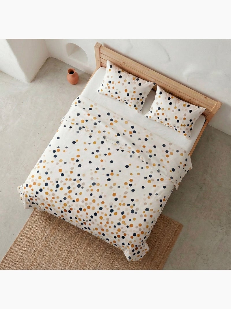 Parure de lit à pois, 100% coton. Blanc Multicolore - Kiabi