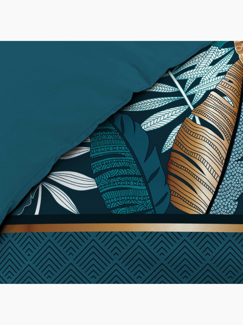 Parure de lit  alianor feuilles exotiques Bleu - Kiabi