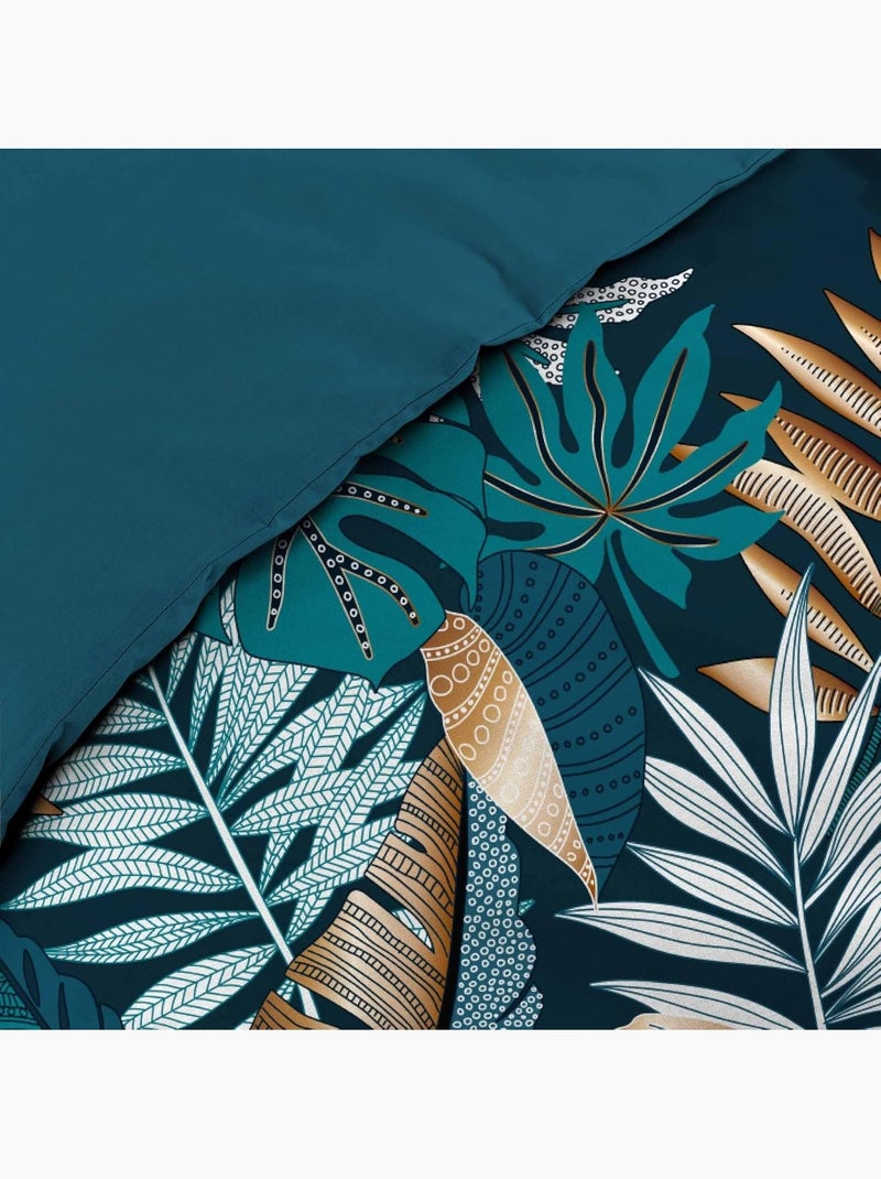 Parure de lit  alianor feuilles exotiques Bleu - Kiabi