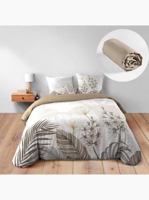 Parure de lit bastille - housse de couette + drap-housse beige - Kiabi
