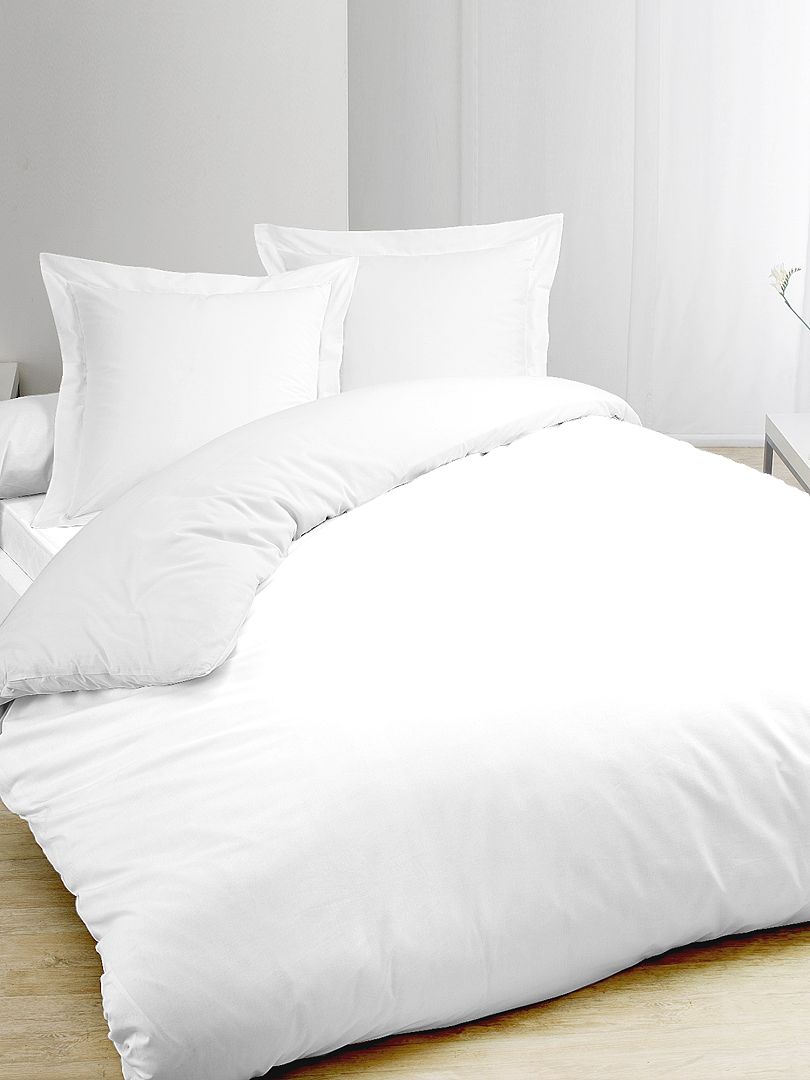 Parure de lit blanc en pur coton blanc - Kiabi