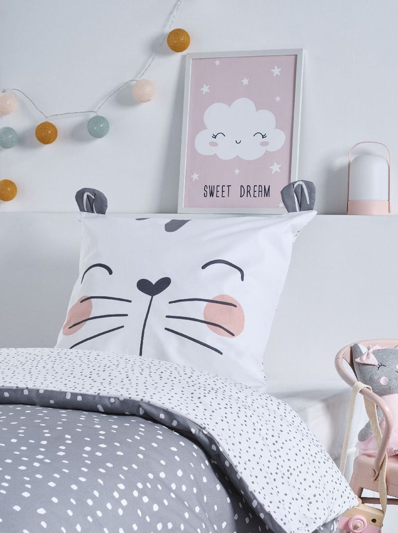 Parure de lit 'Chat' - 1 personne Blanc - Kiabi