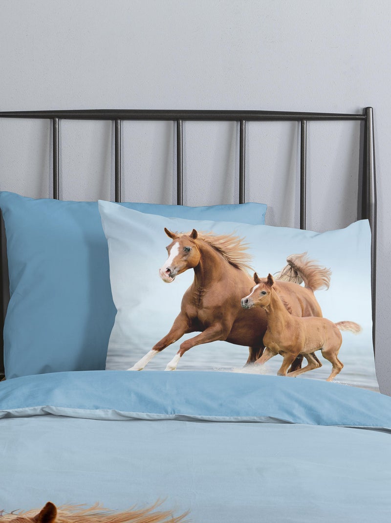 Parure de lit 'chevaux' - 1 personne Bleu - Kiabi