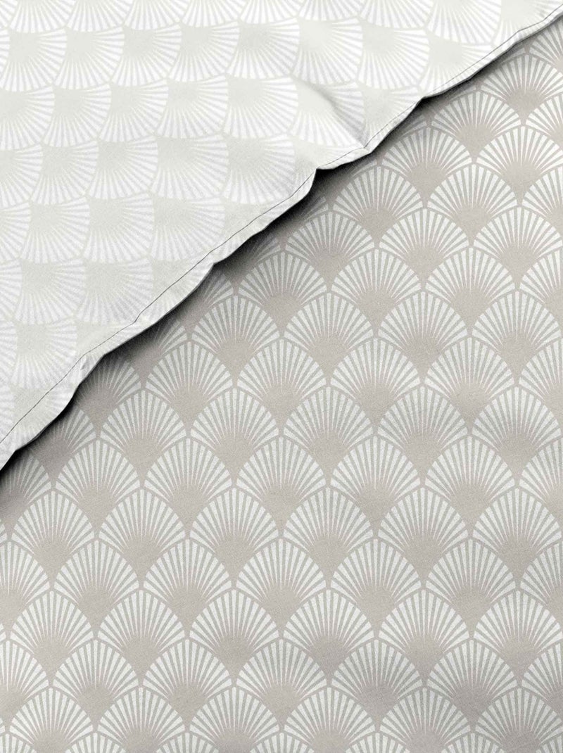Parure de lit coton motif feuillage double face imprimée Beige grès - Kiabi