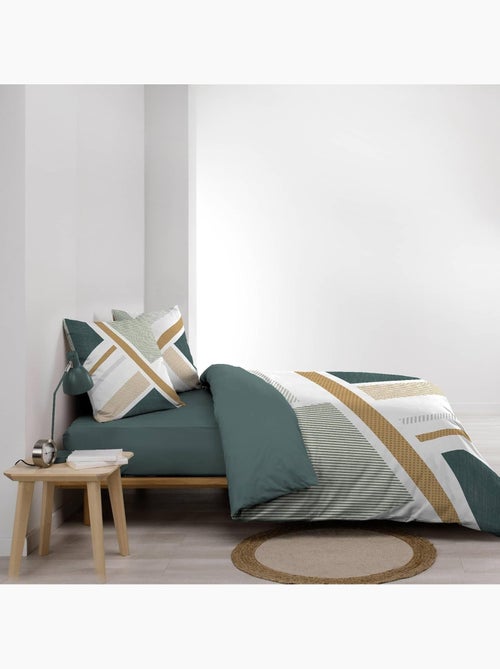 Parure de lit coton motif graphique double face imprimée - Kiabi Parure de lit coton motif graphique double face imprimée - Kiabi