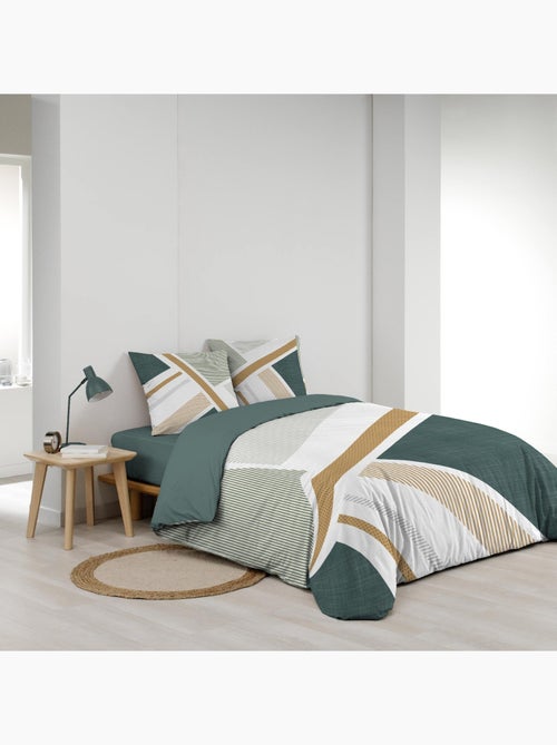 Parure de lit coton motif graphique double face imprimée - Kiabi Parure de lit coton motif graphique double face imprimée - Kiabi