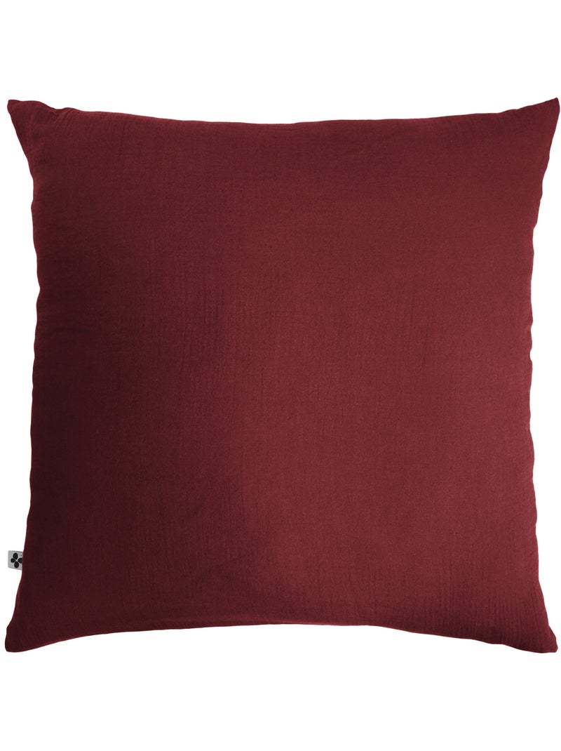 Parure de lit double gaze de coton gaïa + 2 taies 60x60 cm Bordeaux - Kiabi