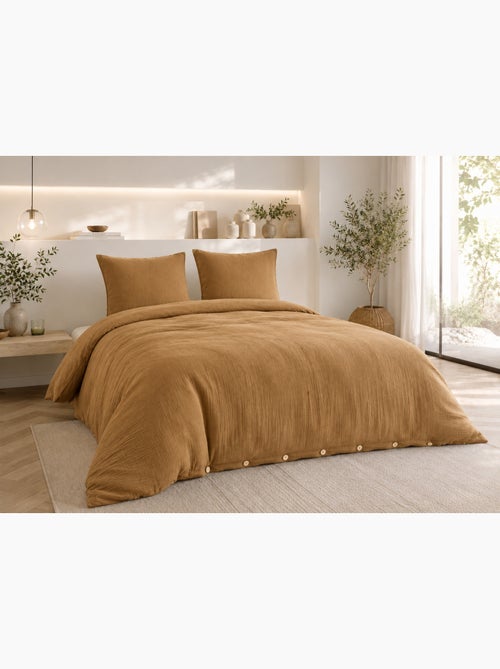 Parure de lit double gaze de coton gaïa + 2 taies 60x60 cm - Kiabi