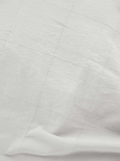 Parure de lit en coton lavé motif carreaux jacquard - Kiabi