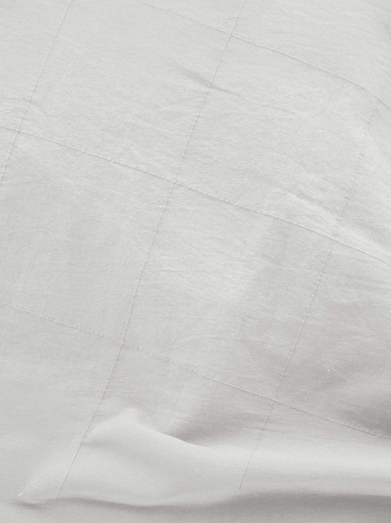 Parure de lit en coton lavé motif carreaux jacquard Blanc - Kiabi