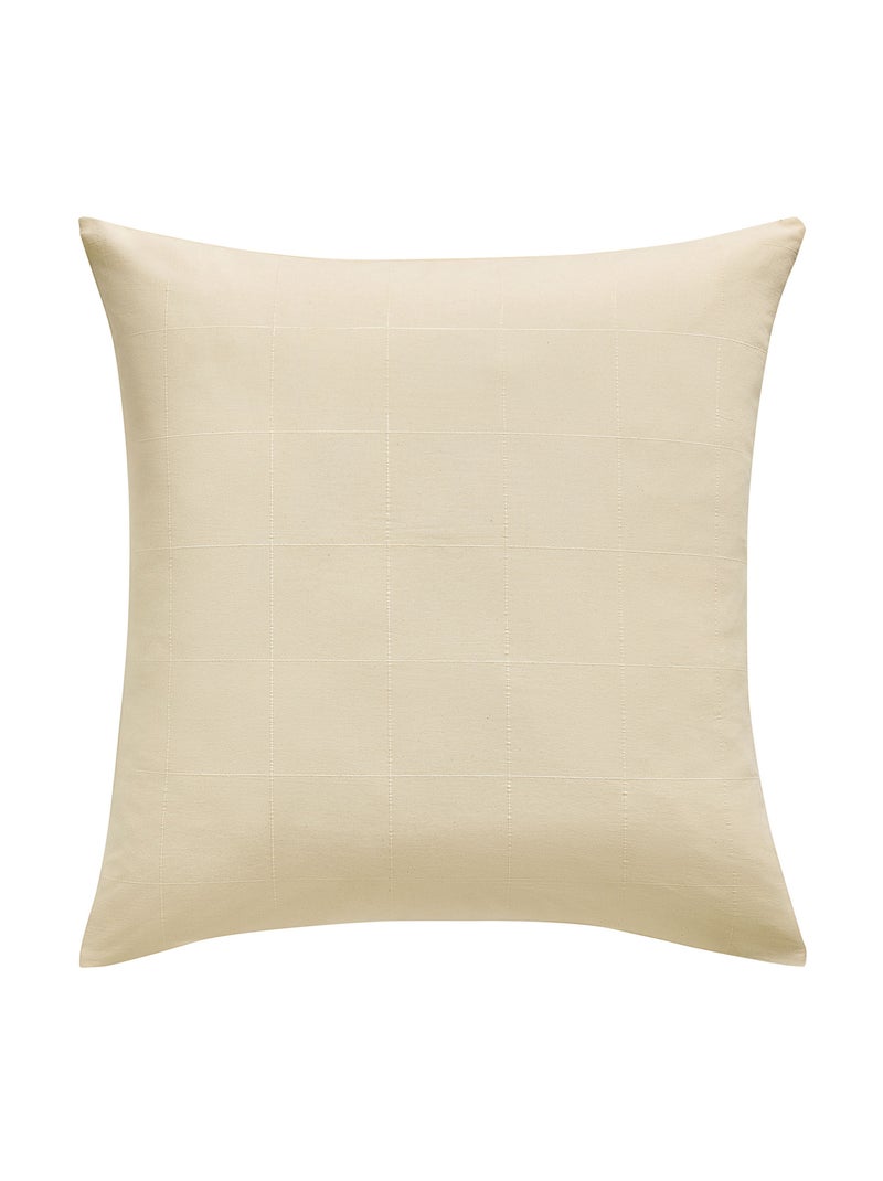 Parure de lit en coton lavé motif carreaux jacquard Ivoire - Kiabi