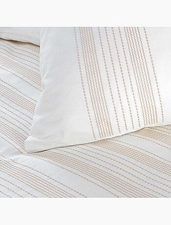 Parure de lit en coton motif broderies fines