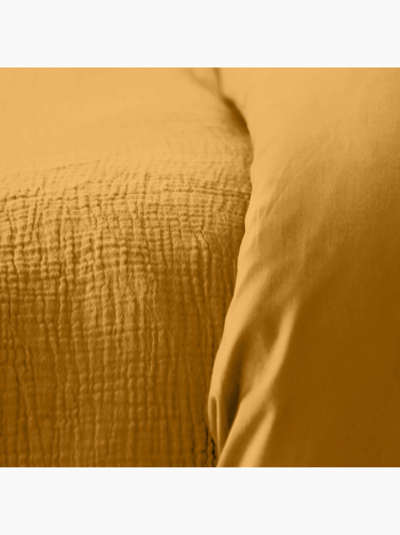 Parure de lit en double gaze de coton Jaune - Kiabi