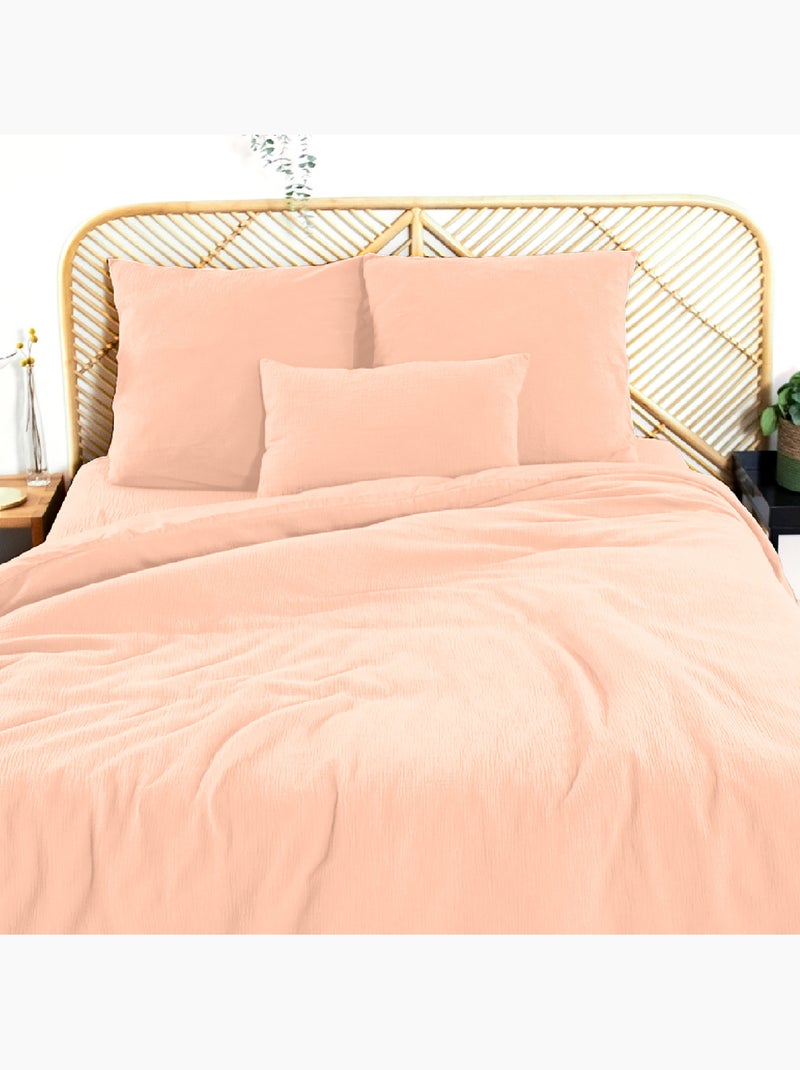 Parure de lit en double gaze de coton Orange clair - Kiabi
