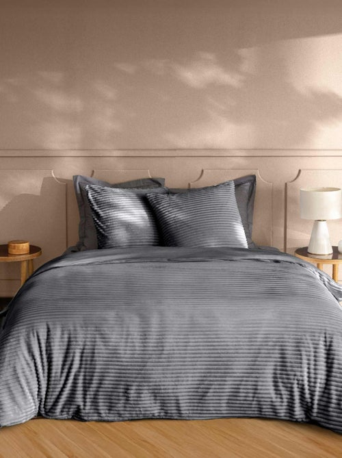 Parure de lit en flanelle relief unie avec fermeture zippée - Kiabi