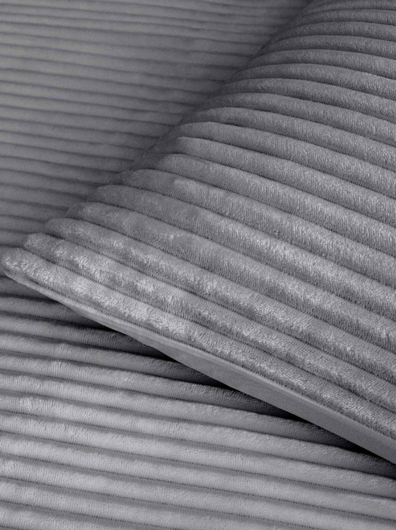 Parure de lit en flanelle relief unie avec fermeture zippée gris anthracite - Kiabi
