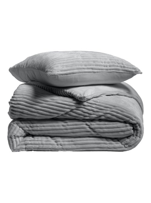 Parure de lit en flanelle relief unie avec fermeture zippée - Kiabi