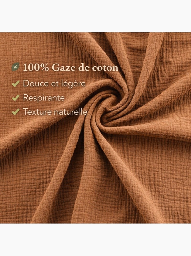 Parure de lit en Gaze de Coton - Promo linge Marron glacé - Kiabi
