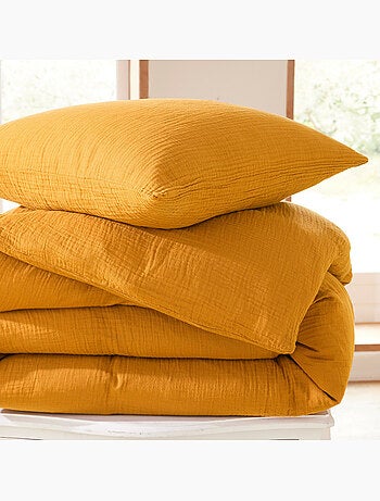 Parure de lit en gaze de coton + 2 taies 65 x 65 cm