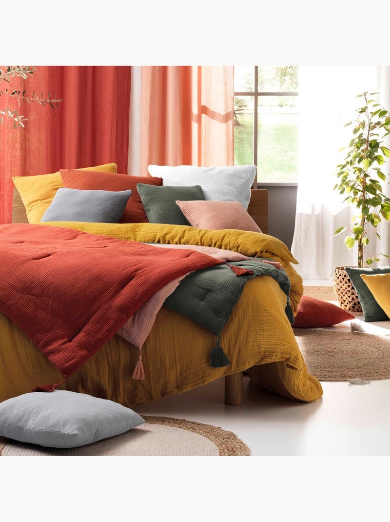 Parure de lit en gaze de coton ANGELIA Jaune - Kiabi