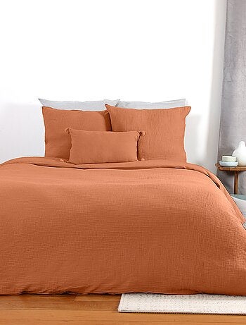 Soldes Parure de lit adulte - Parure de lit pas chère - marron - Kiabi