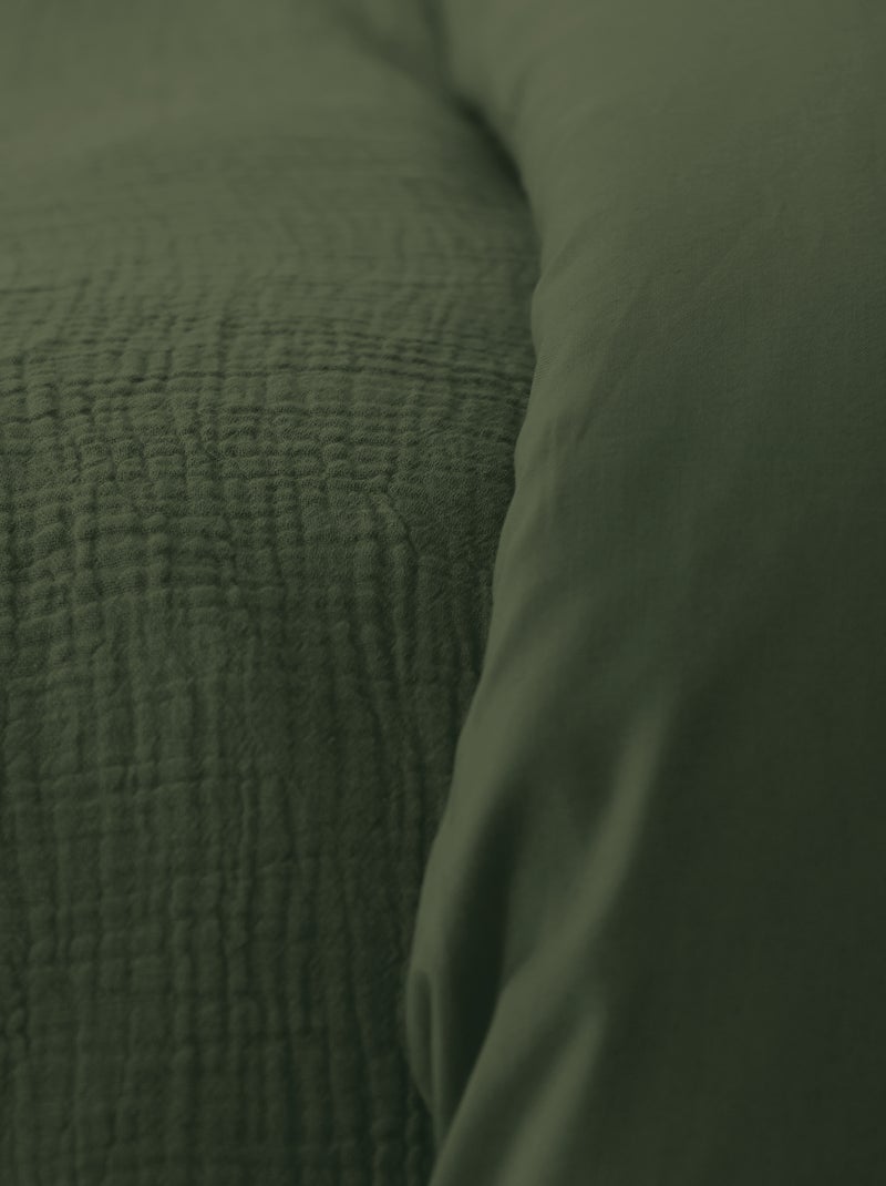 Parure de lit en gaze de coton Kaki - Kiabi