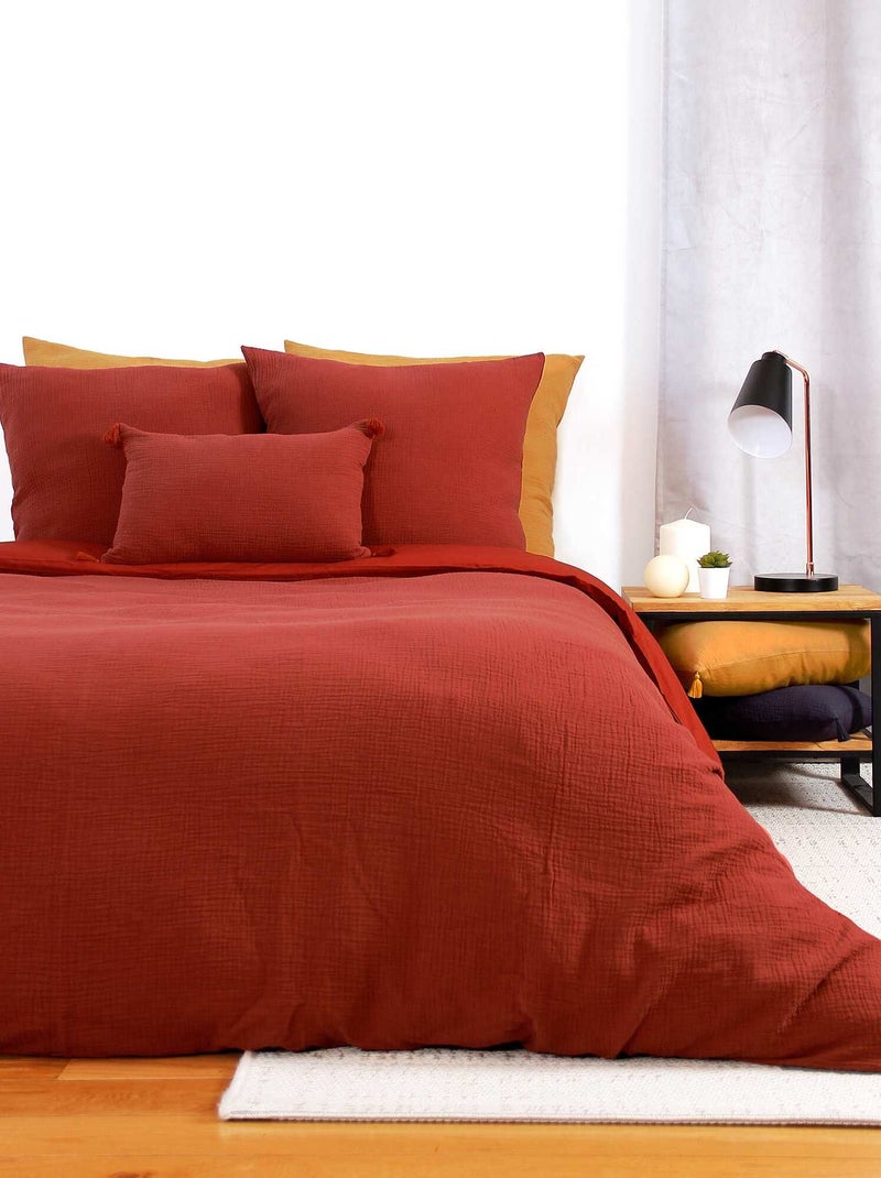 Parure de lit en gaze de coton Ocre - Kiabi