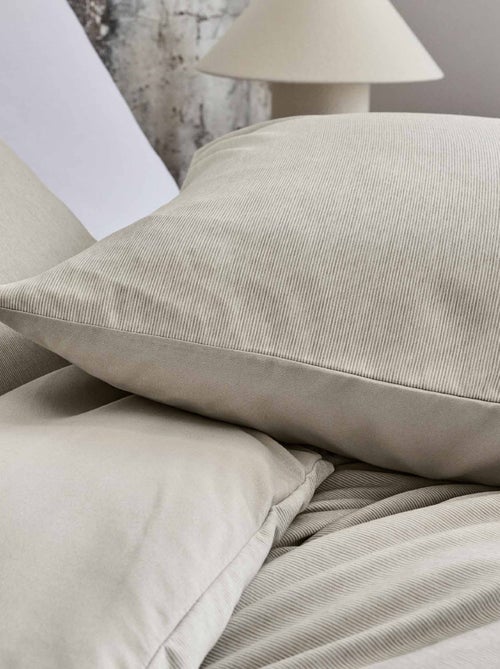 Parure de lit en microfibre flanelle motif fines rayures - Kiabi
