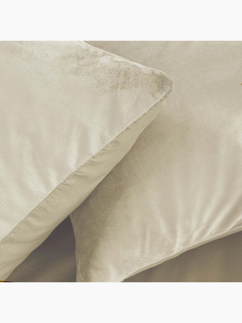 Parure de lit en velours uni Beige grès - Kiabi