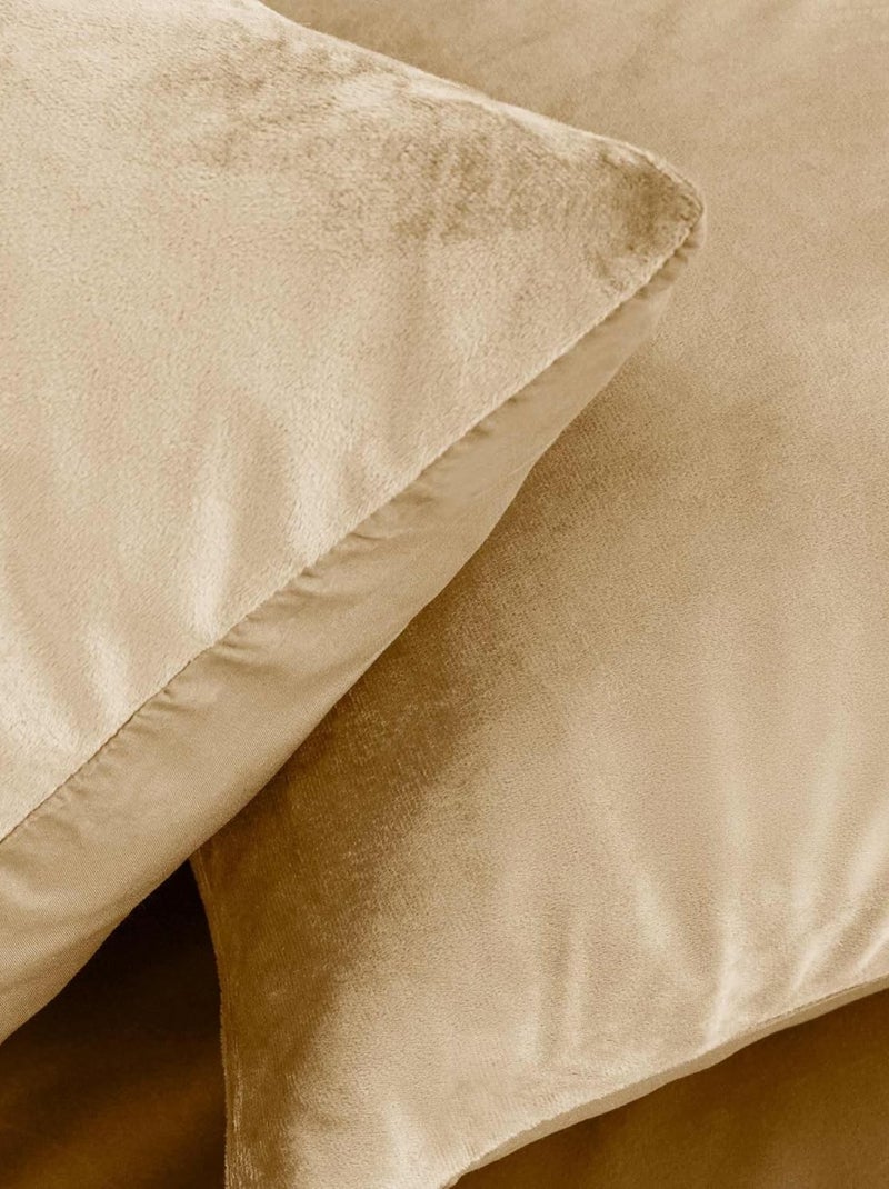 Parure de lit en velours uni Beige sable - Kiabi