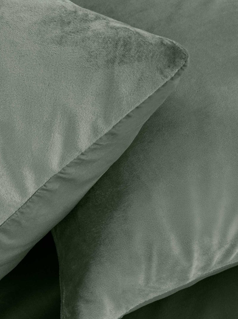 Parure de lit en velours uni Kaki - Kiabi