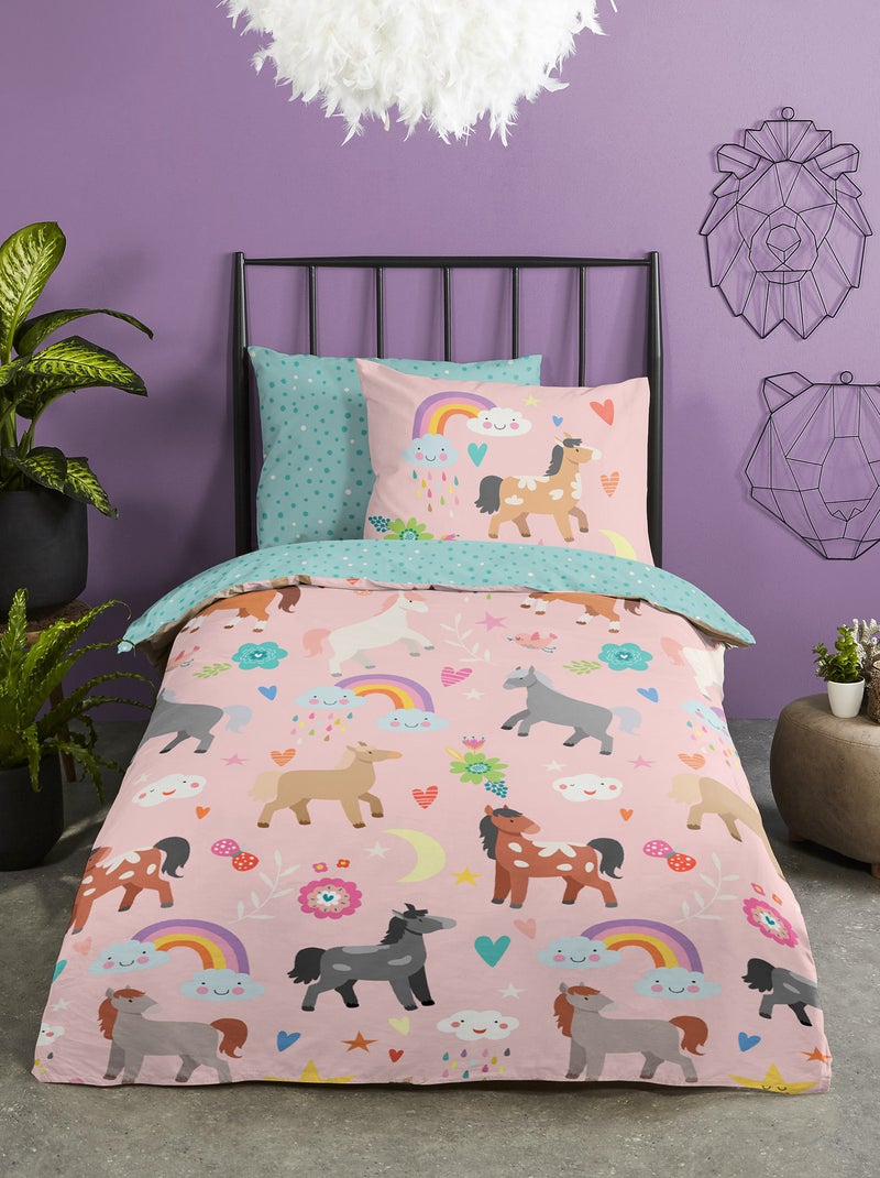 Parure de lit enfant 'arc-en-ciel' rose - Kiabi