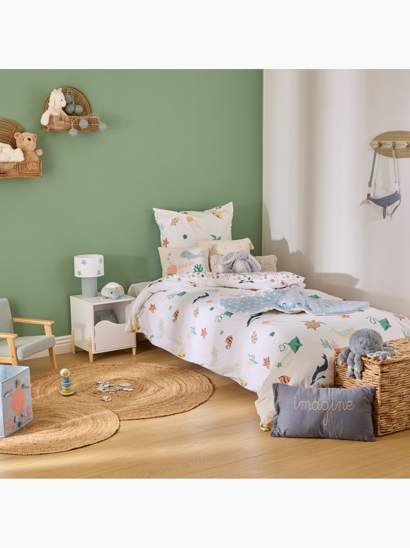 Parure de lit enfant coton animaux marins orta Bleu - Kiabi
