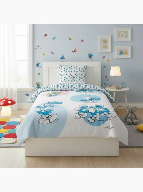 Parure de Lit Enfant Les Schtroumpfs 140x200 cm + Taie 65x65 cm Polycoton - Kiabi Parure de Lit Enfant Les Schtroumpfs 140x200 cm + Taie 65x65 cm Polycoton - Kiabi