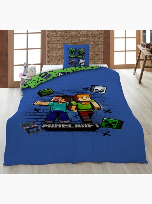Parure de Lit Enfant Minecraft 140x200 cm + Taie 63x63 cm 100% Polyester - Kiabi Parure de Lit Enfant Minecraft 140x200 cm + Taie 63x63 cm 100% Polyester - Kiabi
