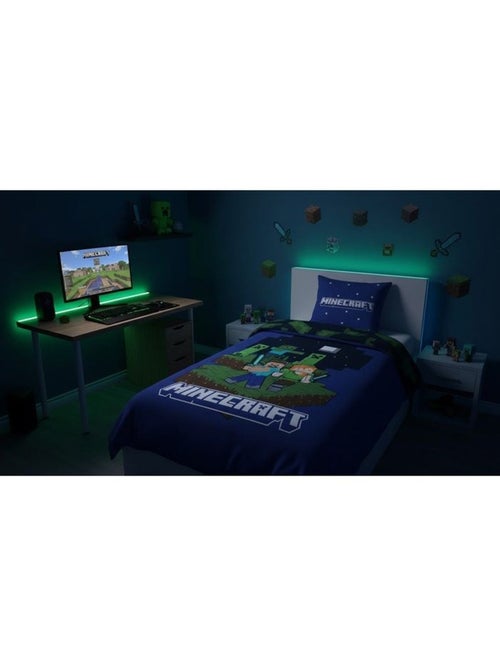 Parure de Lit Enfant Minecraft 140x200 cm + Taie 65x65 cm Polycoton - Kiabi Parure de Lit Enfant Minecraft 140x200 cm + Taie 65x65 cm Polycoton - Kiabi