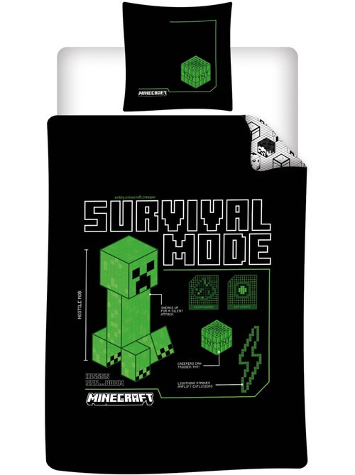 Parure de Lit Enfant Minecraft Survival Mode 140x200 cm + Taie 63x63 cm 100% Polyester - Kiabi Parure de Lit Enfant Minecraft Survival Mode 140x200 cm + Taie 63x63 cm 100% Polyester - Kiabi
