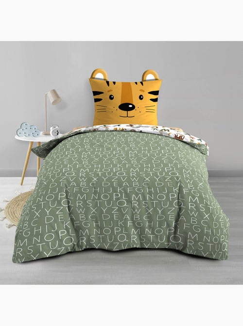 Parure de lit enfant réversible en coton motif alphabet et animaux - Kiabi Parure de lit enfant réversible en coton motif alphabet et animaux - Kiabi