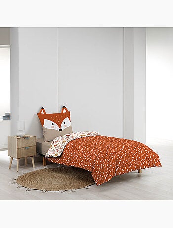 Parure de lit enfant réversible en coton motif renard et nature