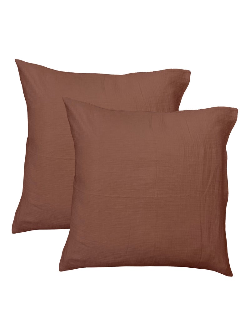 Parure de lit enfant unie en coton, gaze de coton Marron chocolat - Kiabi