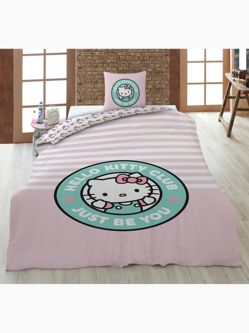 Parure de lit fille hello kitty club 140x200 cm + taie 65x65 cm polycoton réversible | just be you - Kiabi