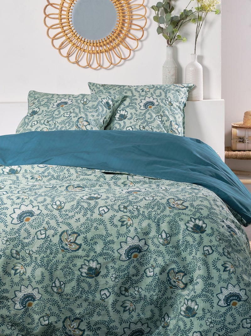 Parure de lit 'fleurie' - 2 personnes Vert - Kiabi