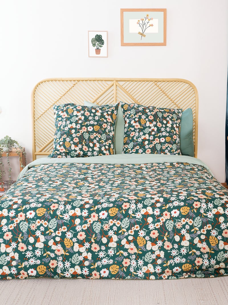 Parure de lit 'fleurie' - 2 personnes Vert - Kiabi