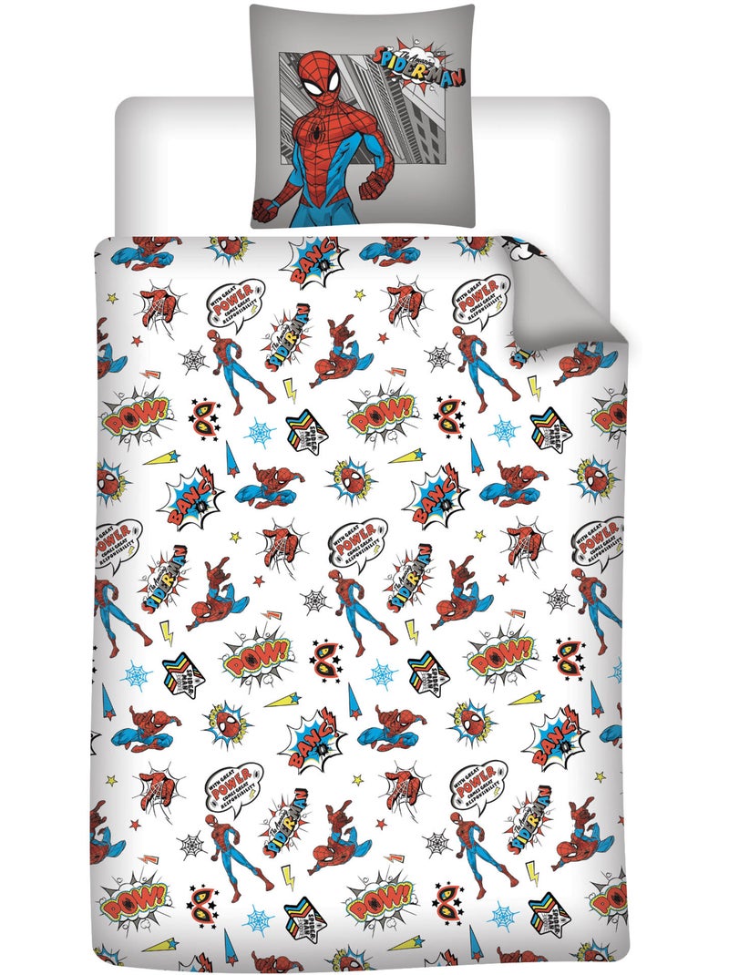 Parure de Lit Garçon Spider-Man Marvel 140x200 cm + Taie 65x65 cm 100% Coton Beige gris - Kiabi