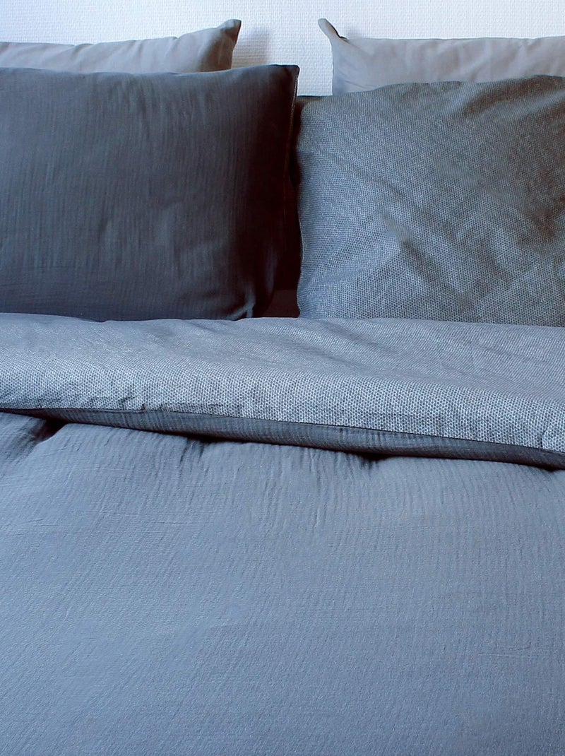 Parure de lit géométrique et réversible Gris foncé - Kiabi